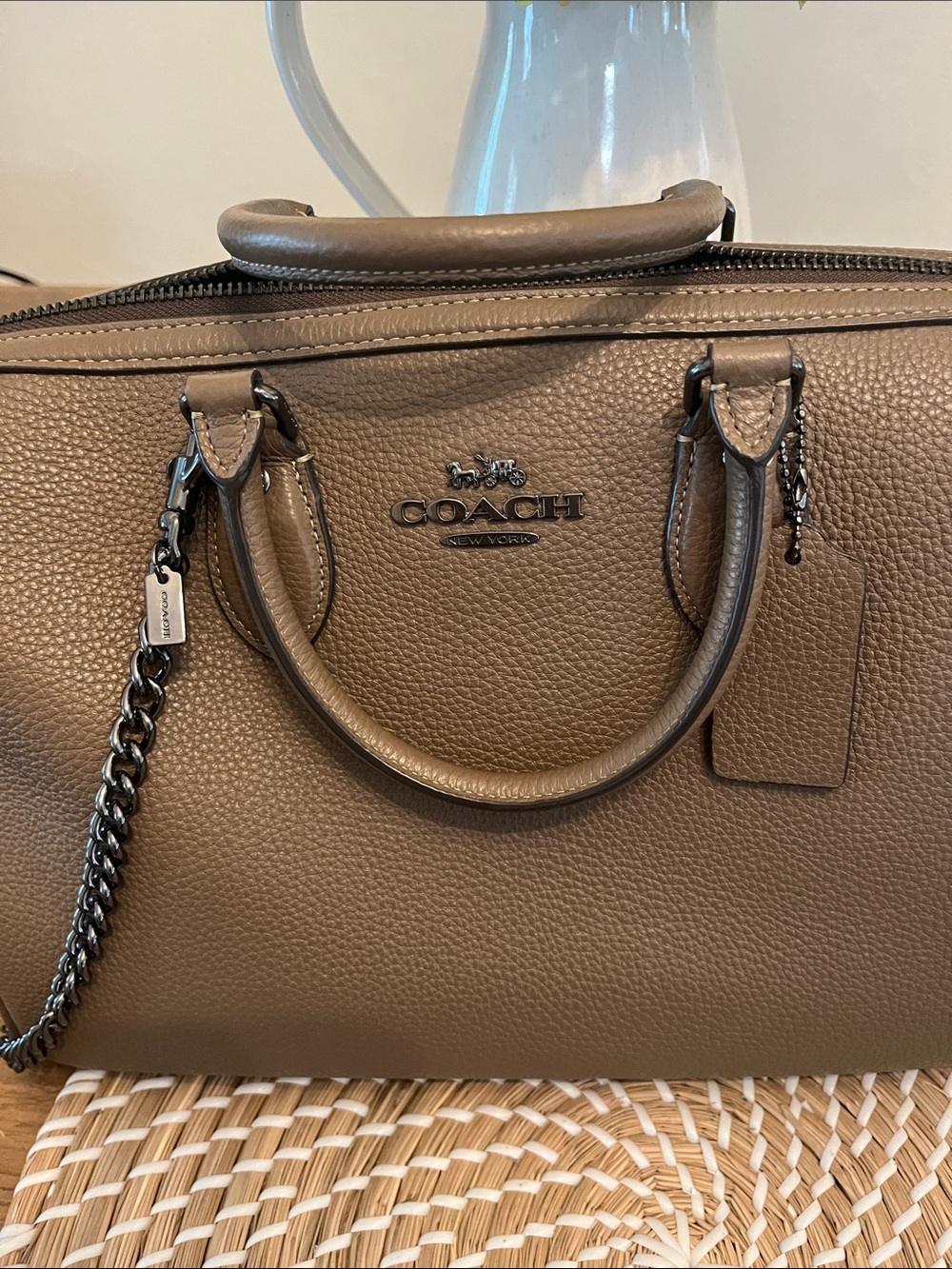 Coach Brown Pebbled Leather Satchel - Picture 3 of 16